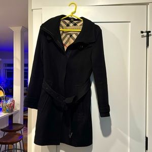 Burberry black wool coat size 8